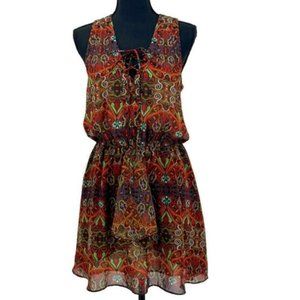Adelyn Rae Boho Multi-Color Dress Ruffles Women's Small